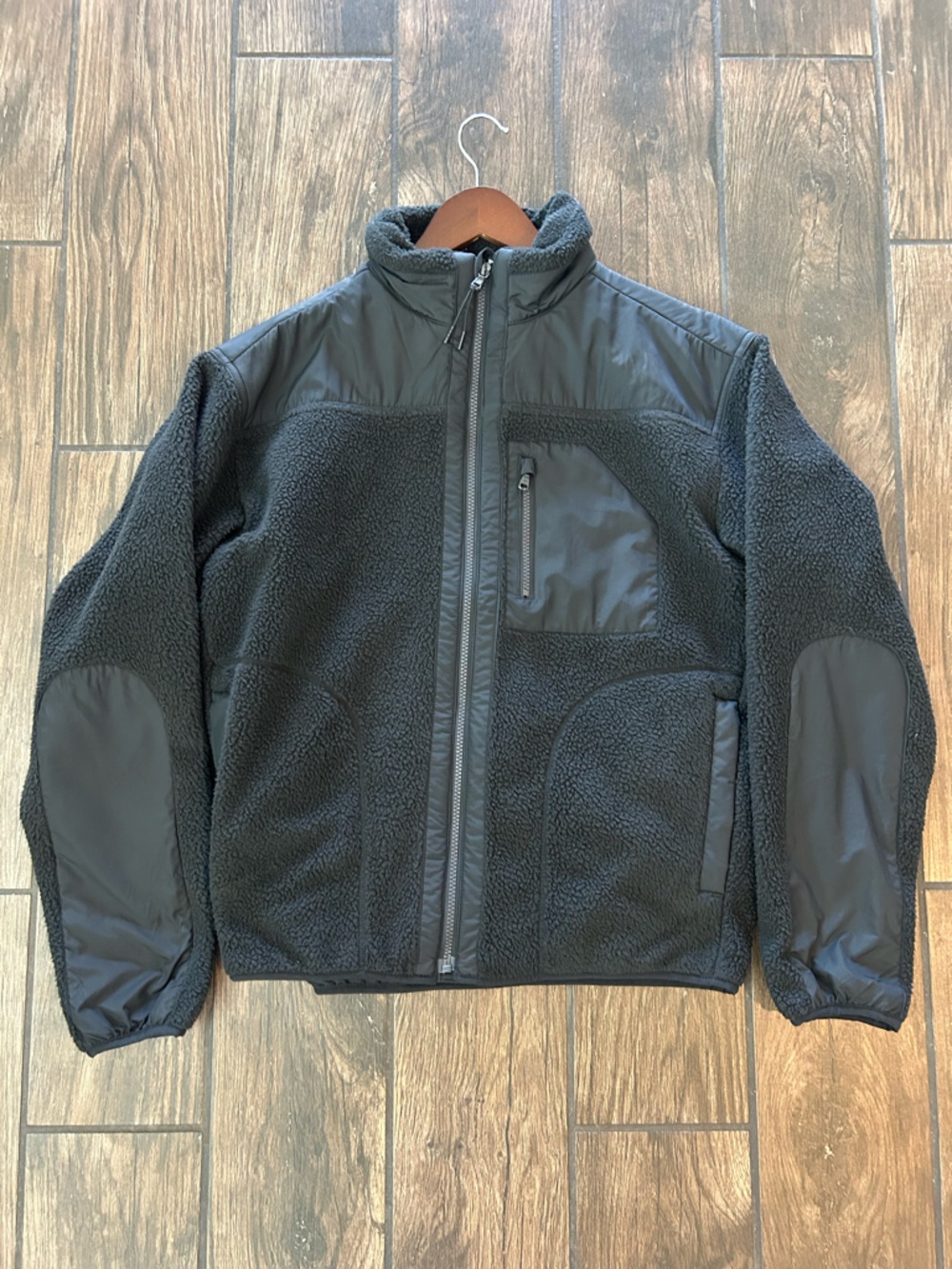 Gilly Hicks Black Sherpa Zip Jacket with Panel Accents
